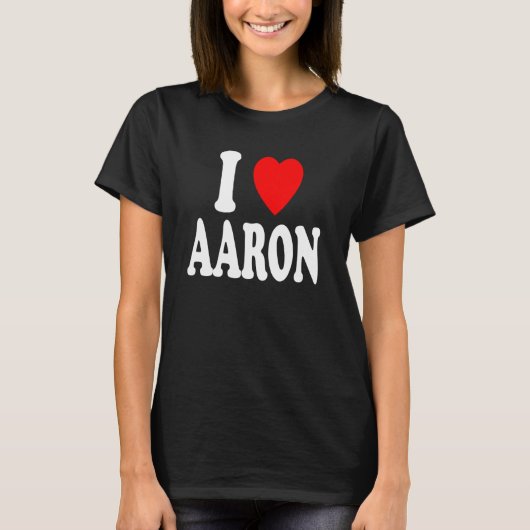 Ik hart hou van Aaron schattig matching paar echtg T-shirt (Voorkant)