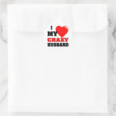 Ik (hart) hou van mijn luie man ronde sticker (Tas)