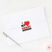 Ik (hart) hou van mijn luie man ronde sticker (Envelop)