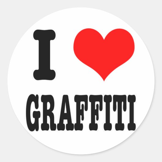 IK HART (HOUD VAN) GRAFFITI RONDE STICKER (Voorkant)