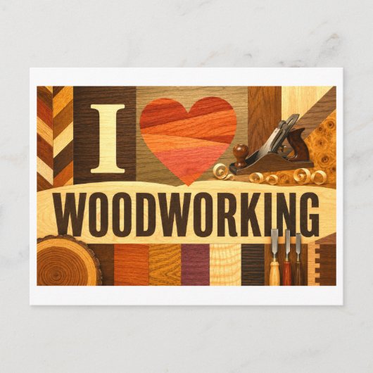 "Ik [Hart] Houtbewerking" Briefkaart (Voorkant)