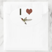 Ik hart Hummingvogels Ovale Sticker (Tas)