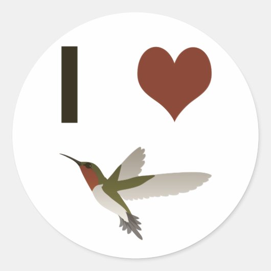 Ik hart Hummingvogels Ronde Sticker (Voorkant)