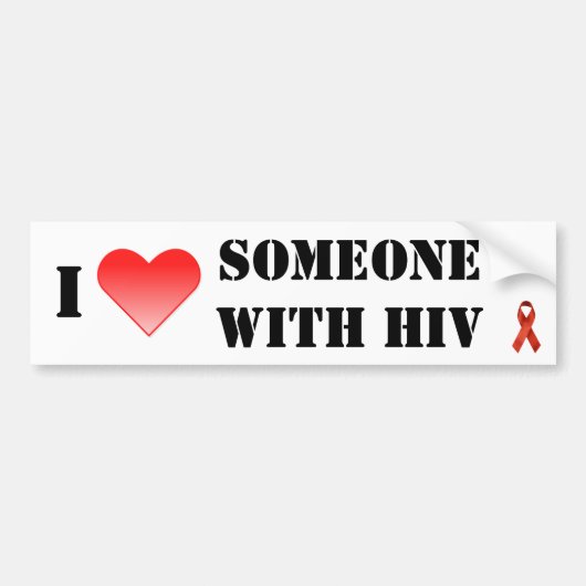 Ik hart iemand met HIV Bumpersticker (Voorkant)
