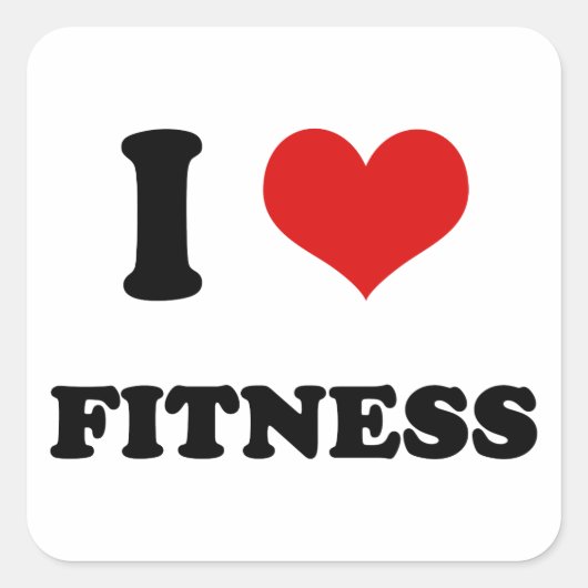 Ik hart Ik hou van fitness Vierkante Sticker (Voorkant)