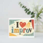"Ik [Hart] Improv" Briefkaart (Staand voorkant)