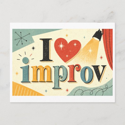 "Ik [Hart] Improv" Briefkaart (Voorkant)