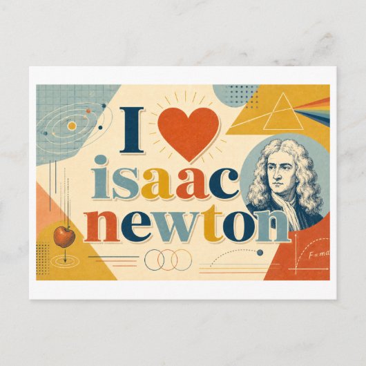 "Ik [Hart] Isaac Newton" Briefkaart (Voorkant)