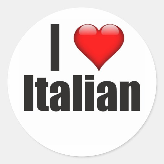 Ik hart Italiaans Ronde Sticker (Voorkant)