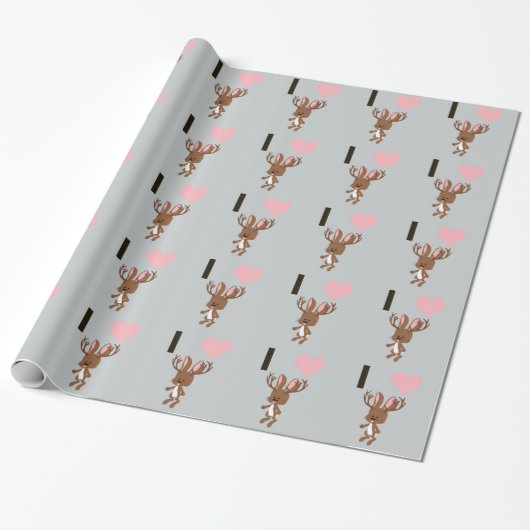 Ik hart Jackalope Cadeaupapier (Uitgerold)