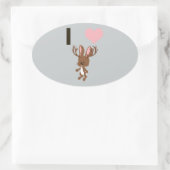 Ik hart Jackalope Ovale Sticker (Tas)