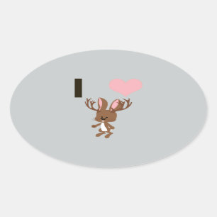 Ik hart Jackalope Ovale Sticker