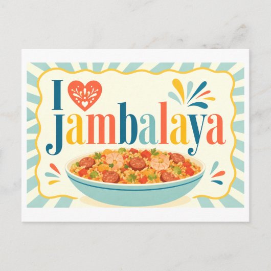 "Ik [Hart] Jambalaya" Briefkaart (Voorkant)