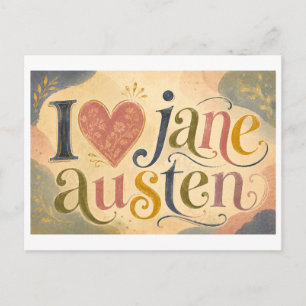 "Ik [Hart] Jane Austen" Briefkaart