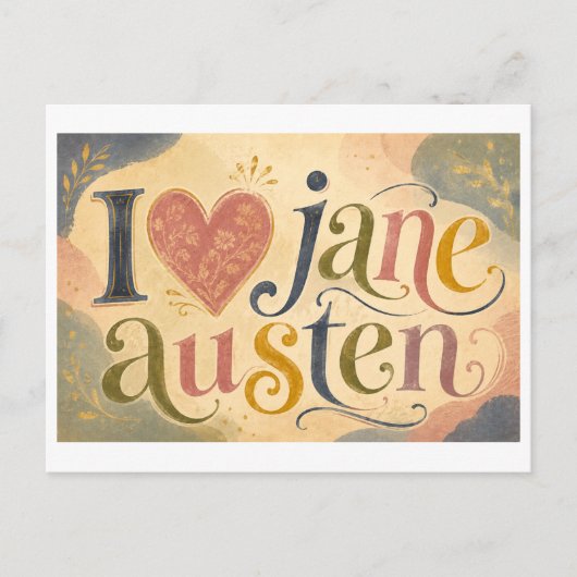 "Ik [Hart] Jane Austen" Briefkaart (Voorkant)