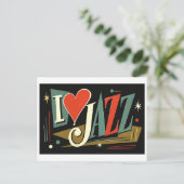 "Ik [Hart] Jazz" Briefkaart (Staand voorkant)
