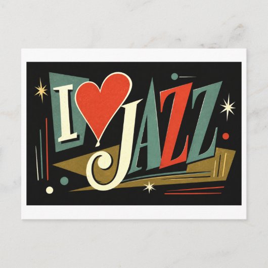 "Ik [Hart] Jazz" Briefkaart (Voorkant)