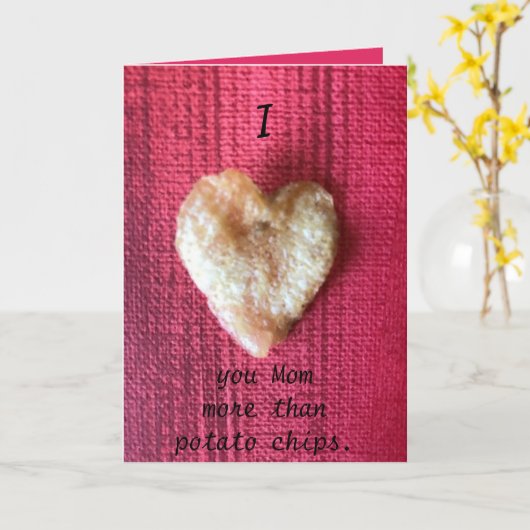 Ik hart je mam aardappel chip hart kaarten (Gele Bloem)