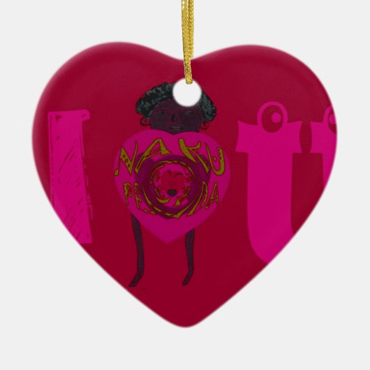Ik Hart Je Nakupenda Sana Gelukkige Valentijnsdag Keramisch Ornament (Voorkant)