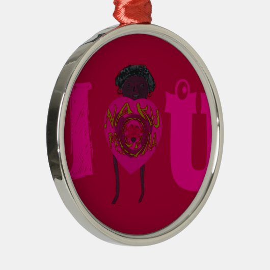 Ik Hart Je Nakupenda Sana Gelukkige Valentijnsdag Metalen Ornament (Rechts)