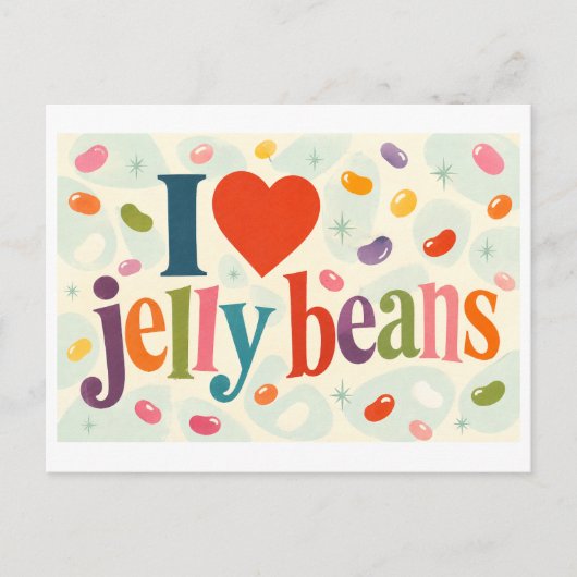 "Ik [Hart] Jelly Beans" Briefkaart (Voorkant)