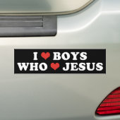 Ik hart jongens bumpersticker (Op auto)