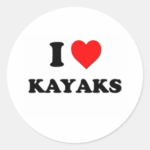 Ik hart kajaks ronde sticker