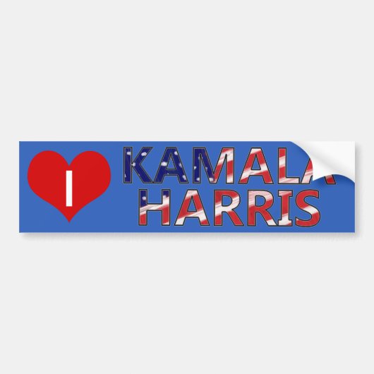 Ik hart Kamala Harris met vlag Bumpersticker (Voorkant)