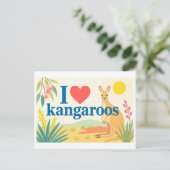 "Ik [Hart] Kangoeroes" Briefkaart (Staand voorkant)