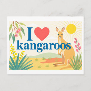 "Ik [Hart] Kangoeroes" Briefkaart