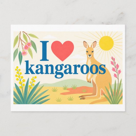 "Ik [Hart] Kangoeroes" Briefkaart (Voorkant)