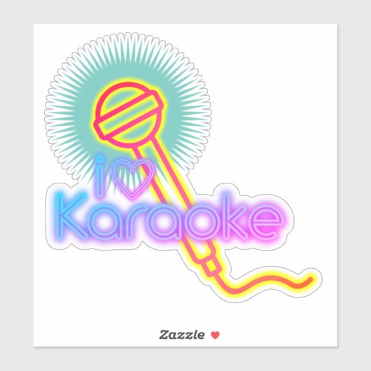 Ik hart karaoke zingen muziek microfoon sticker (Vel)