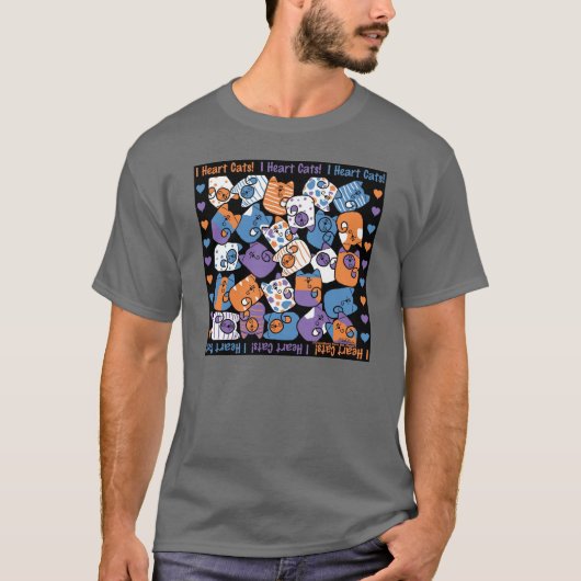 Ik hart katten! collage t-shirt (Voorkant)