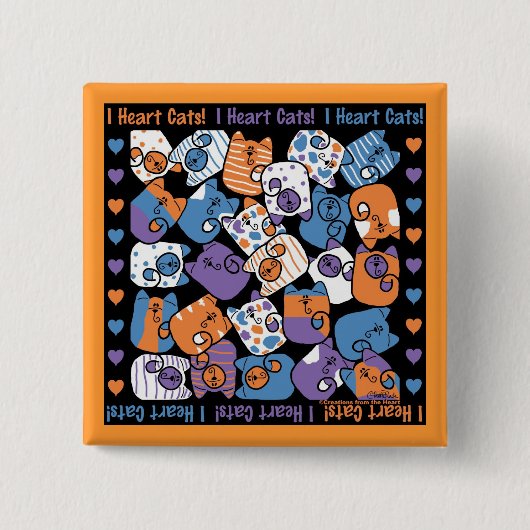Ik hart katten! collage vierkante button 5,1 cm (Voorkant)
