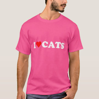 Ik hart Katten Ik hou van Katten schattig rood har T-shirt