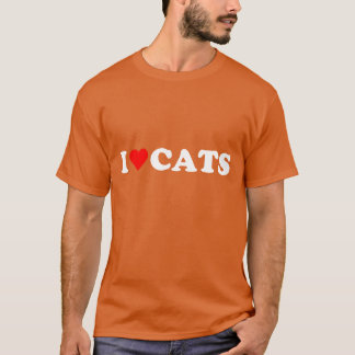 Ik hart Katten Ik hou van Katten schattig rood har T-shirt
