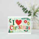 "Ik [Hart] Kerstmis" Briefkaart (Staand voorkant)
