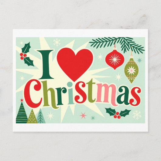 "Ik [Hart] Kerstmis" Briefkaart (Voorkant)