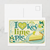 "Ik [Hart] Key Lime Pie" Briefkaart (Voorkant / Achterkant)