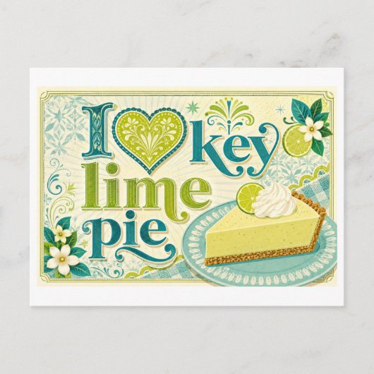 "Ik [Hart] Key Lime Pie" Briefkaart (Voorkant)