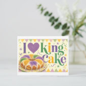 "Ik [Hart] King Cake" Briefkaart (Staand voorkant)
