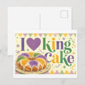 "Ik [Hart] King Cake" Briefkaart (Voorkant / Achterkant)