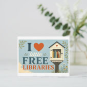 "Ik [Hart] Kleine Gratis Bibliotheken" Briefkaart (Staand voorkant)