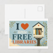 "Ik [Hart] Kleine Gratis Bibliotheken" Briefkaart (Voorkant / Achterkant)
