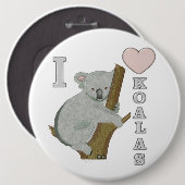 Ik Hart Koala's Fuzzy Dieren Ronde Button 6,0 Cm (Voorkant /achterkant)