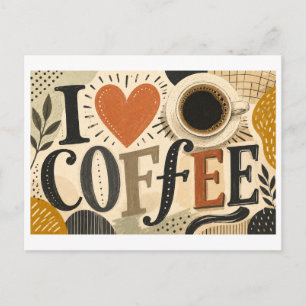 Ik [Hart] Koffie Briefkaart