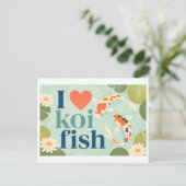 "Ik [Hart] Koi Vissen" Briefkaart (Staand voorkant)