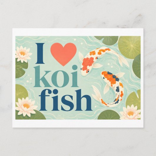 "Ik [Hart] Koi Vissen" Briefkaart (Voorkant)