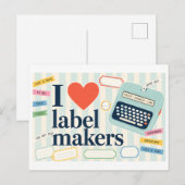 "Ik [Hart] Labelmakers" Briefkaart (Voorkant / Achterkant)