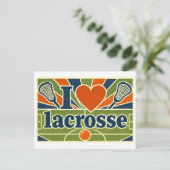 "Ik [Hart] Lacrosse" Briefkaart (Staand voorkant)